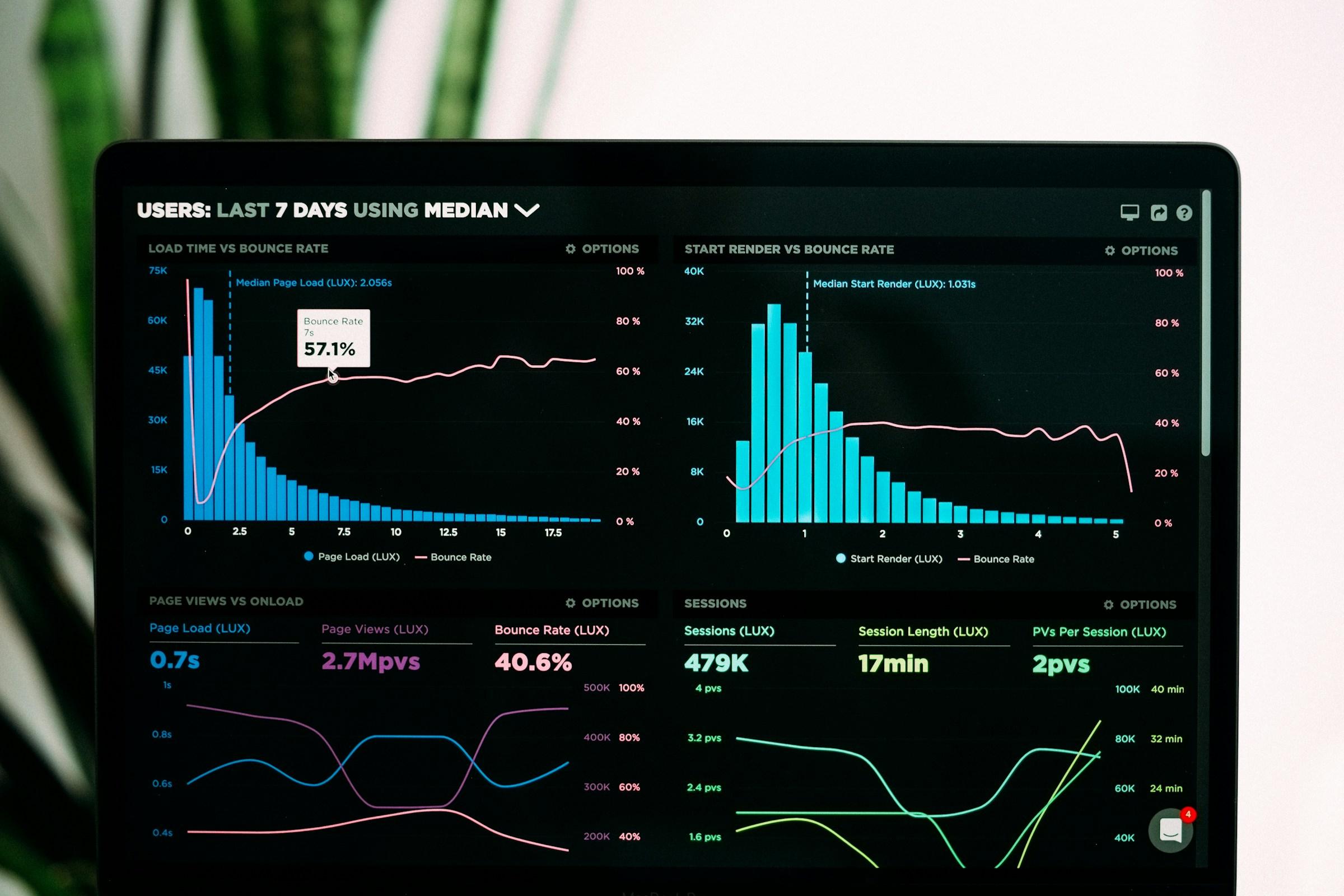 Data visualization dashboard showing interconnected data points and analytics