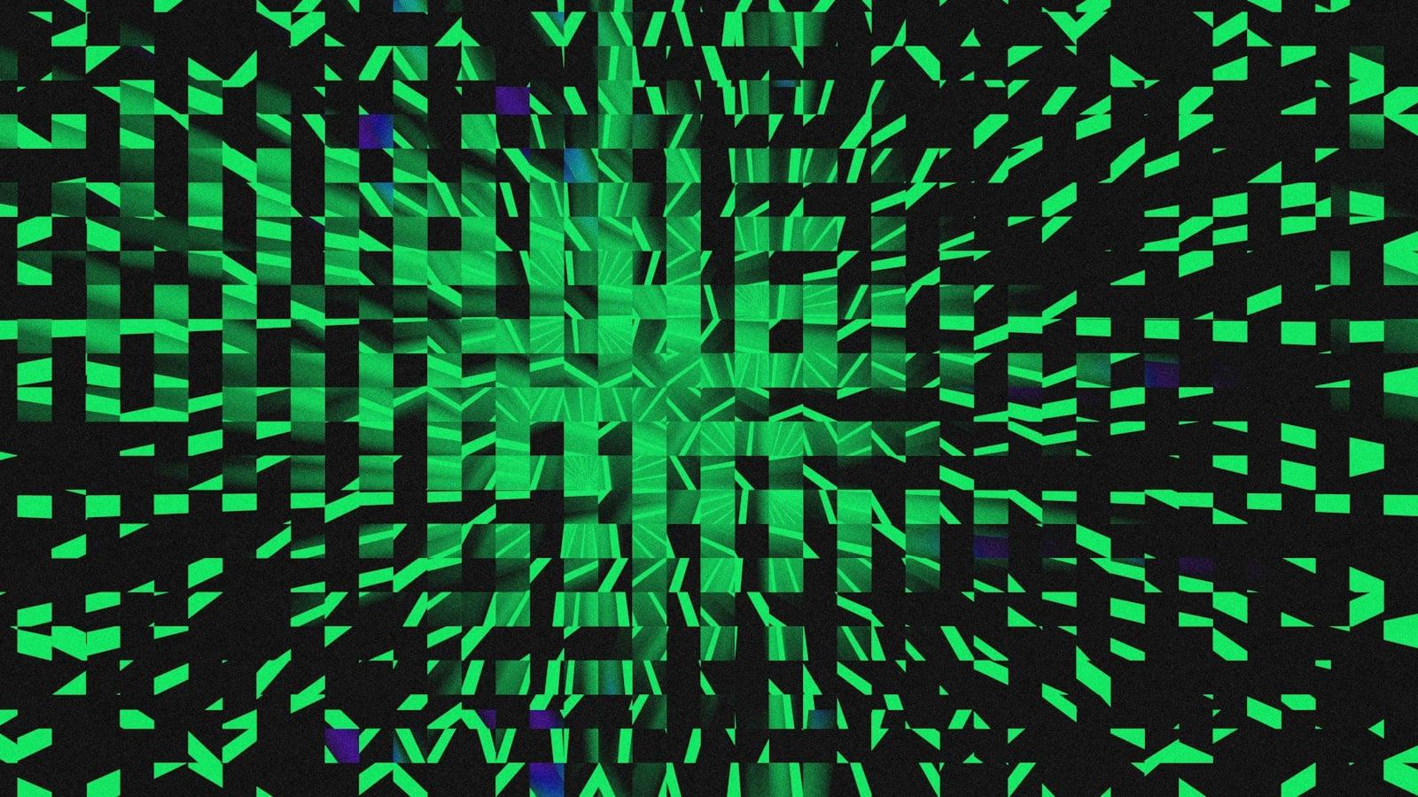 Green and black geometric abstract design