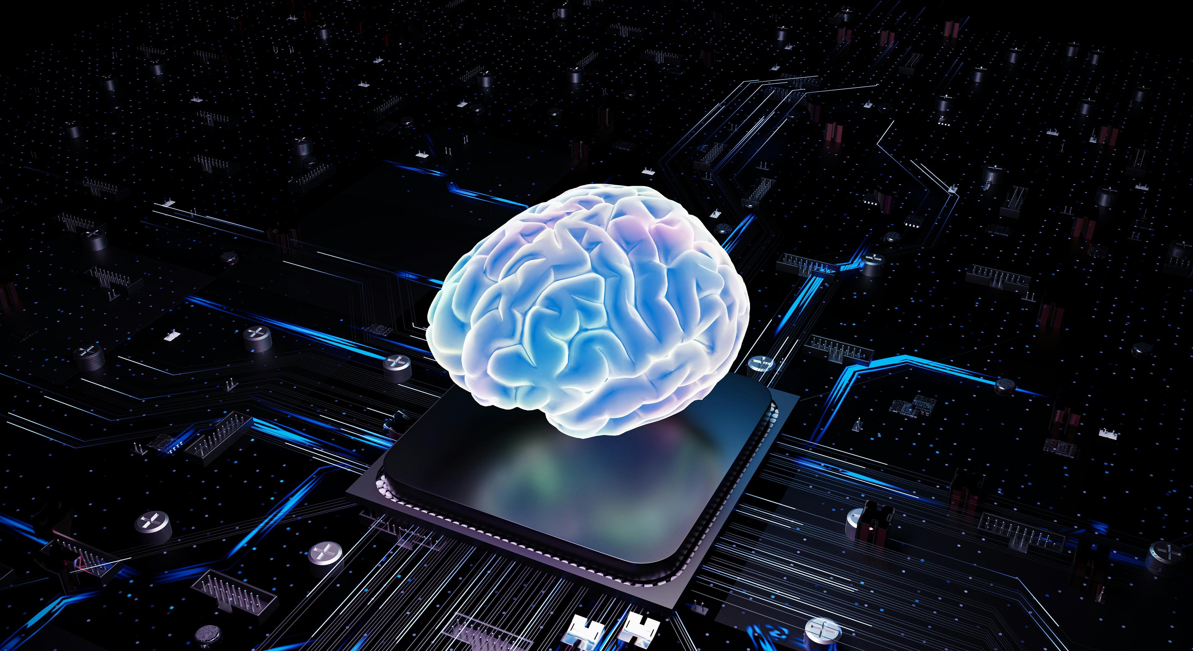 A brain over cpu represents artificial intelligence.